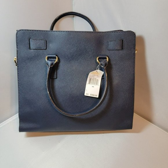 Michael Kors Hamilton Navy Large Tote Genuine Leather Purse MSRP $358 NWT Charm - Picture 4 of 9